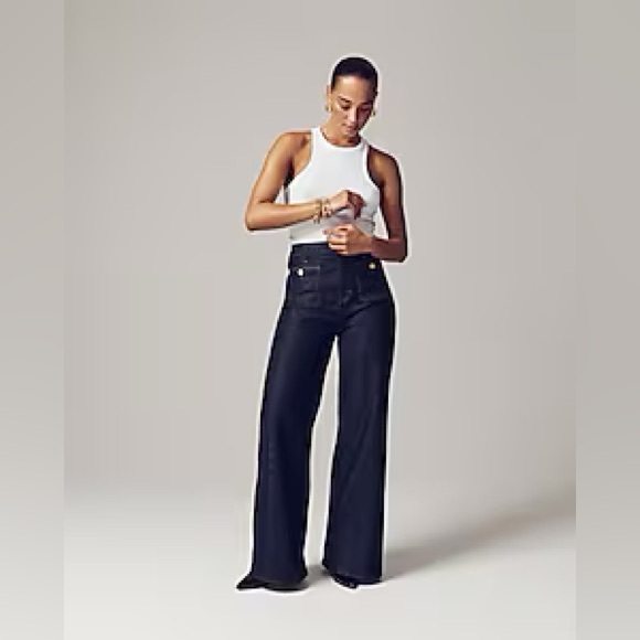 NWT J.Crew Sailor Wide Leg Denim Trouser - Picture 1 of 9